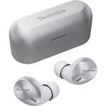 Technics EAH-AZ40M2 bezdrôtové slúchadlá do uší (Multipoint Bluetooth, MEMS mikrofón, Bluetooth, IPX4 vodeodolné, 6mm meniče), strieborné