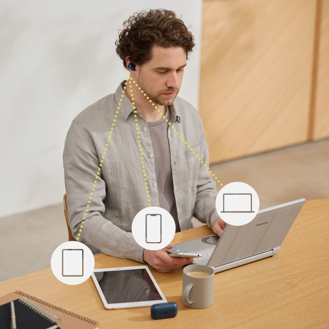 Technics EAH-AZ60M2EA Technics EAH-AZ60M2 bezdrôtové slúchadlá s potlačením šumu do uší (Multipoint Bluetooth, 8 mikrofónov MEMS, JustMyVoice, 8mm menič), polnočná modrá 6 Technics EAH-AZ60M2EA ast 2133617.jpg.pub .thumb .644.644